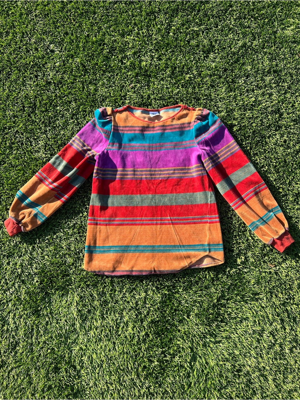 Multicolor Stripe Long-Sleeve Top - Bright Stripe Topson Downs sweater
